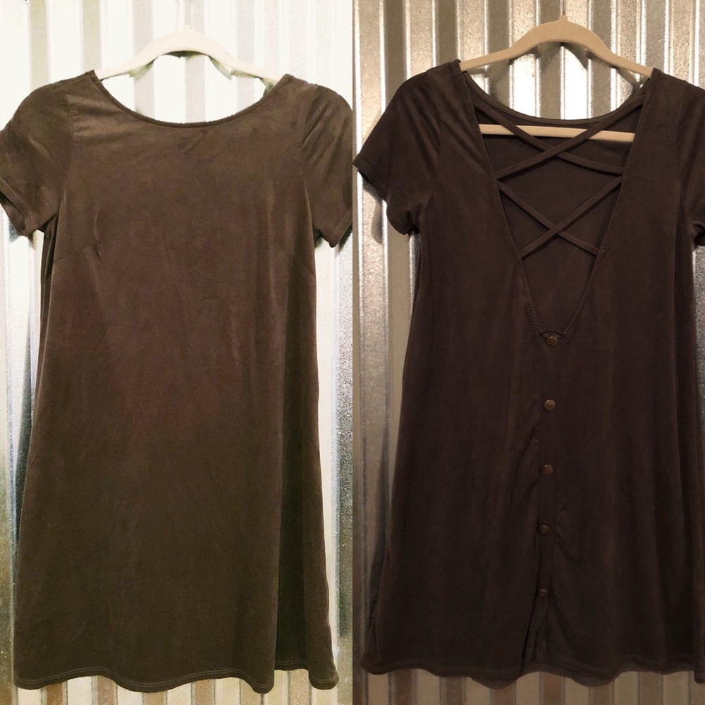 Faux suede dress - Olive